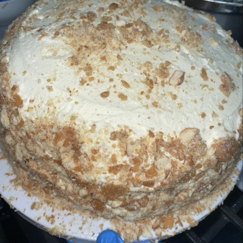 Layered cake with creamy frosting